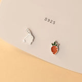 925 Sterling Silver Rabbit Carrot Stud Earrings For Kids