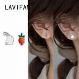 925 Sterling Silver Rabbit Carrot Stud Earrings For Kids