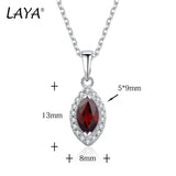 925 Silver Marquise Garnet Pendant Necklace for Women Wedding