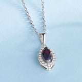 925 Silver Marquise Garnet Pendant Necklace for Women Wedding