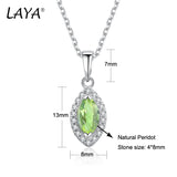 LAYA 925 Silver Peridot Pendant Necklace Marquise Cut Gemstone