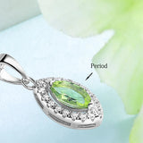 LAYA 925 Silver Peridot Pendant Necklace Marquise Cut Gemstone
