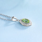 LAYA 925 Silver Peridot Pendant Necklace Marquise Cut Gemstone