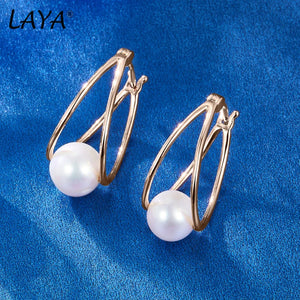 LAYA 925 Silver Freshwater Pearl Bead Earrings
