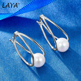 LAYA 925 Silver Freshwater Pearl Bead Earrings