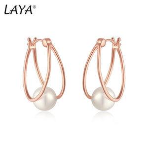 LAYA 925 Silver Freshwater Pearl Bead Earrings