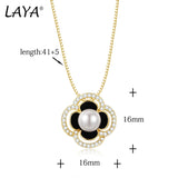 LAYA 925 Sterling Silver Pearl Necklace with Zircon Sparkle