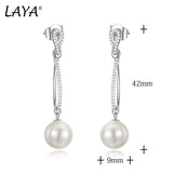 LAYA Zircon Shell Pearl Drop Earrings 925 Silver