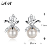 LAYA Zircon Shell Pearl Stud Earrings - 925 Sterling Silver