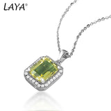 925 Silver Square Lemon Quartz Pendant Necklace Wedding Jewelry