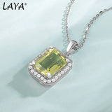 925 Silver Square Lemon Quartz Pendant Necklace Wedding Jewelry