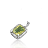 925 Silver Square Lemon Quartz Pendant Necklace Wedding Jewelry