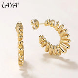 LAYA 925 Silver Needle Stud Earrings Hoop Earrings Hot Copper Cross