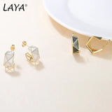 LAYA 925 Silver Needle Stud Earrings Hoop Earrings Hot Copper Cross