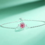 LAYA 925 Silver 0.5CT Pink Moissanite Bracelet for Women Bride Birthday