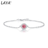 LAYA 925 Silver 0.5CT Pink Moissanite Bracelet for Women Bride Birthday