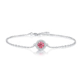LAYA 925 Silver 0.5CT Pink Moissanite Bracelet for Women Bride Birthday