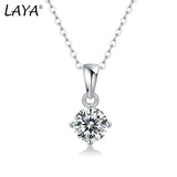 LAYA 925 Silver 0.5ct Moissanite Clavicle Chain Pendant Necklace