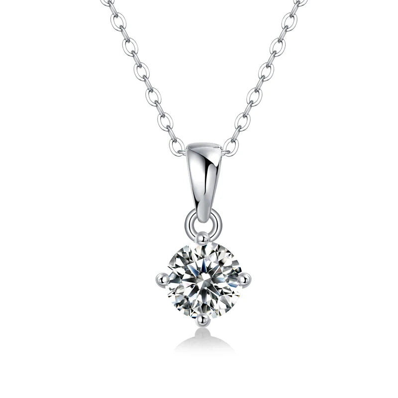 LAYA 925 Silver 0.5ct Moissanite Clavicle Chain Pendant Necklace