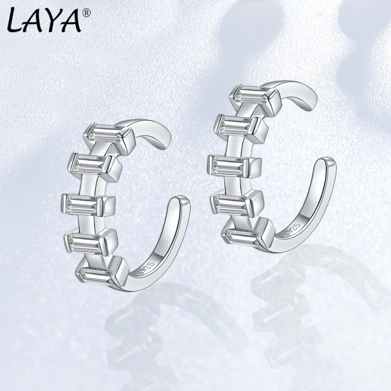 LAYA 925 Silver Cuff Earcuff with Cubic Zircon Clip