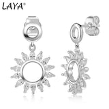 LAYA 925 Silver Circle Zircon Drop Earring Shiny Modern Jewelry