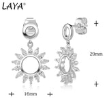 LAYA 925 Silver Circle Zircon Drop Earring Shiny Modern Jewelry
