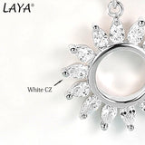 LAYA 925 Silver Circle Zircon Drop Earring Shiny Modern Jewelry