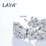 LAYA 925 Silver Cuff Earrings Zircon Modern Jewelry