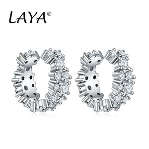 LAYA 925 Silver Cuff Earrings Zircon Modern Jewelry
