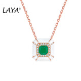 LAYA 925 Silver Crystal Glass Zircon Enamel Necklace Set Wedding Jewelry
