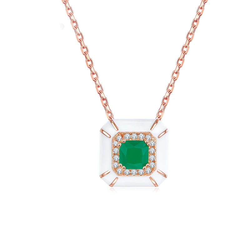 LAYA 925 Silver Crystal Glass Zircon Enamel Necklace Set Wedding Jewelry