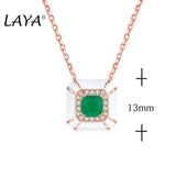LAYA 925 Silver Crystal Glass Zircon Enamel Necklace Set Wedding Jewelry