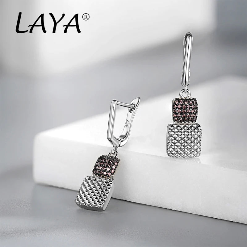 LAYA 925 Silver High Zircon Earrings For Girls' Party Gift