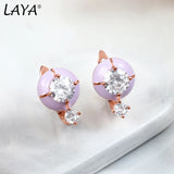 LAYA 925 Silver Hoop Earrings Bohemian Enamel Stone Jewelry
