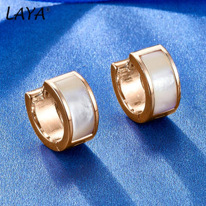 LAYA 925 Silver Hoop Earrings Agate Piercing Ear Fine Jewelry