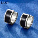 LAYA 925 Silver Hoop Earrings Agate Piercing Ear Fine Jewelry