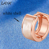 LAYA 925 Silver Hoop Earrings Agate Piercing Ear Fine Jewelry