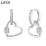 LAYA 925 Silver Heart Zircon Huggie Earrings