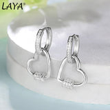 LAYA 925 Silver Heart Zircon Huggie Earrings
