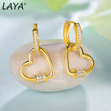 LAYA 925 Silver Heart Zircon Huggie Earrings