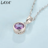 LAYA Amethyst Bezel Setting Pendant Necklace Sterling Silver Women Jewelry