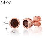 LAYA Sterling Silver Smoky Quartz Stud Earrings For Women