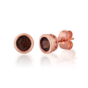 LAYA Sterling Silver Smoky Quartz Stud Earrings For Women