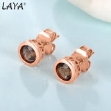 LAYA Sterling Silver Smoky Quartz Stud Earrings For Women