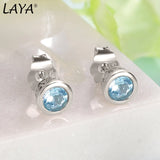 LAYA Sterling Silver Smoky Quartz Stud Earrings For Women