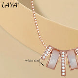 LAYA 925 Silver Shell Necklace Sparkling Zircon Jewelry