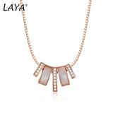 LAYA 925 Silver Shell Necklace Sparkling Zircon Jewelry