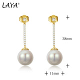 LAYA 925 Sterling Silver Shell Pearl Sparkling Zircon Stud Earrings For Women
