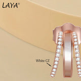 LAYA 925 Silver Shell Stud Earrings Zircon Wedding Jewelry