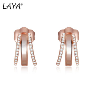 LAYA 925 Silver Shell Stud Earrings Zircon Wedding Jewelry